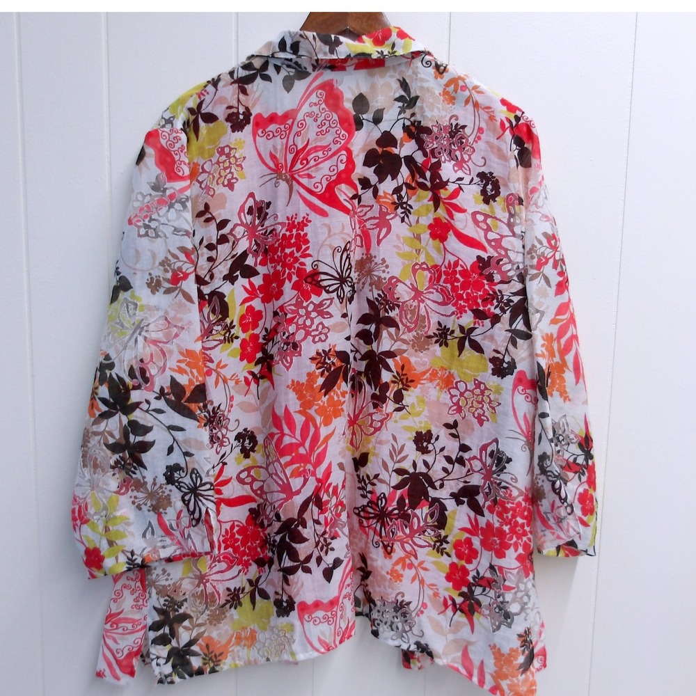 Alfred Dunner Floral Print Button Down Shirt 2pc Lightweight‎ Top 18W / #6308 - Picture 2 of 6